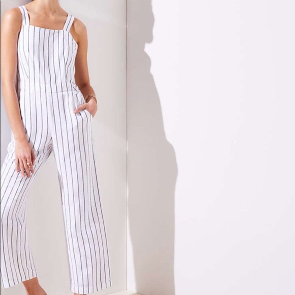 Loft striped jumpsuit
